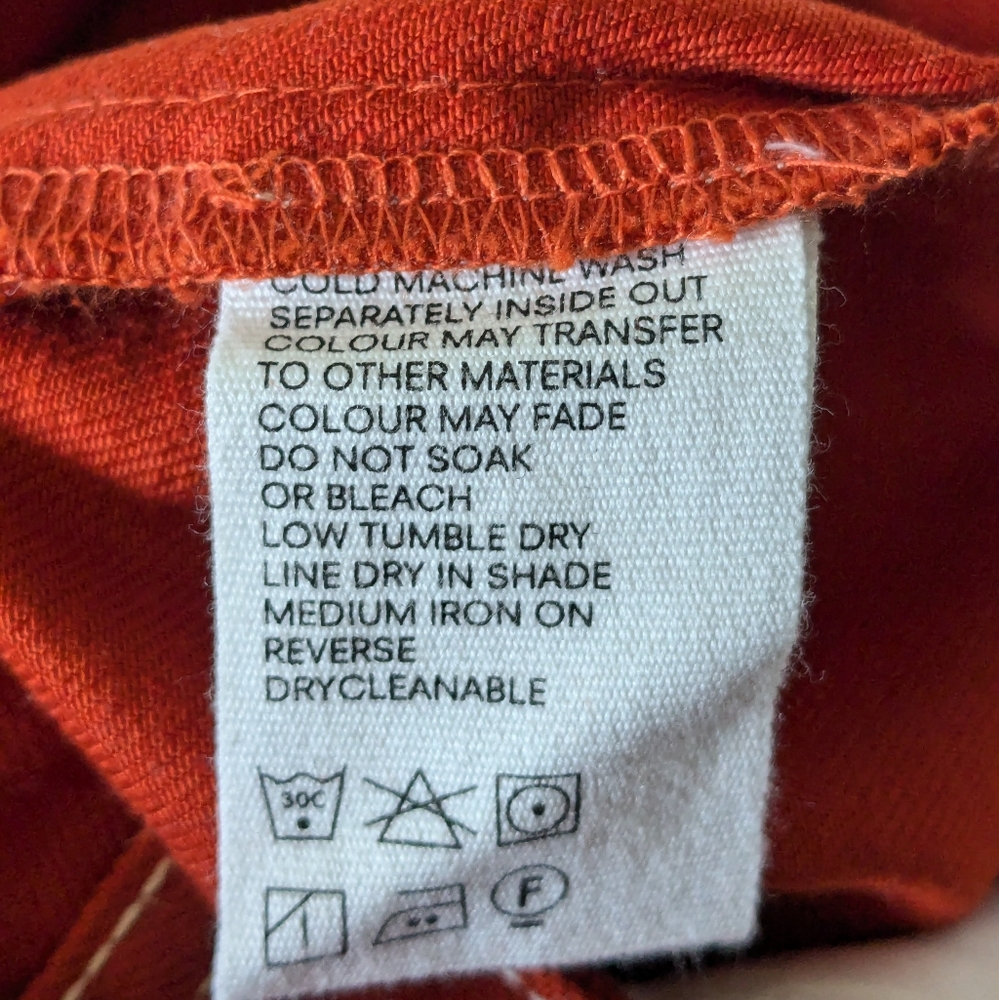 🧡❤️ kowtow 100% Fair Trade Organic Cotton Brick Denim Stage Pant, M - Picture 7 of 14